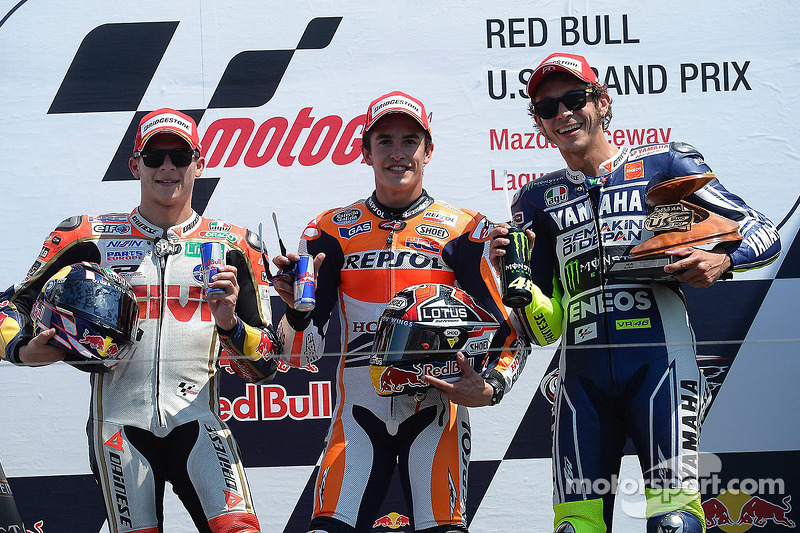 1er Marc Marquez, 2e Stefan Bradl, 3e Valentino Rossi