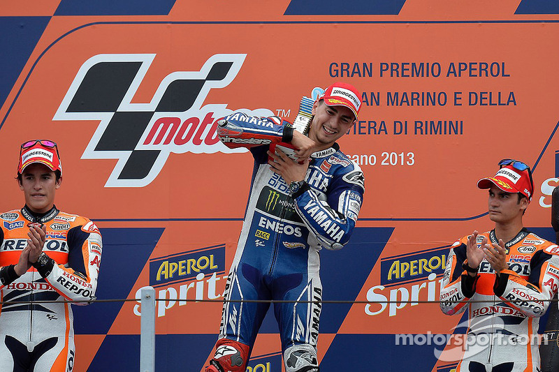 Podio: 1º Jorge Lorenzo, 2º Marc Márquez, 3º Dani Pedrosa