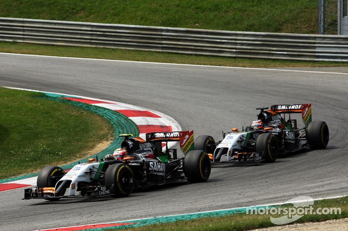 Sergio Pérez, Sahara Force India F1 VJM07 pasa a su coequipero Nico Hulkenberg, Sahara Force India F