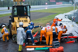 Safety team at work after the crash of Jules Bianchi, Marussia F1 Team