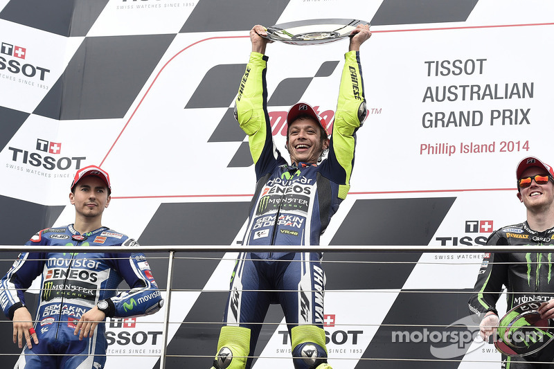 2014: 1. Valentino Rossi, 2. Jorge Lorenzo, 3. Bradley Smith