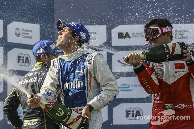 Podium: race winner Antonio Felix da Costa, second place Nicolas Prost, third place Nelson Piquet Jr