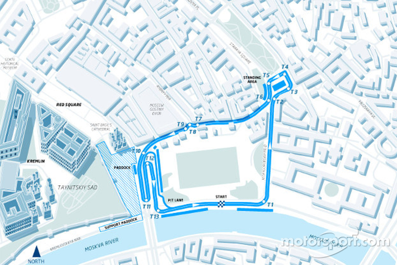 Mapa del circuito donde se corre la Fórmula E en Moscú