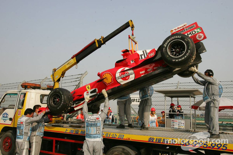 The Ferrari of Michael Schumacher after his spin