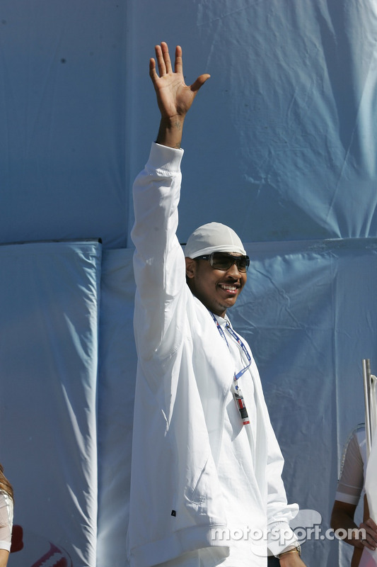 Le joueur des Denver Nuggets Carmelo Anthony co-propriétaire de l'équipe Hemelgarn Team