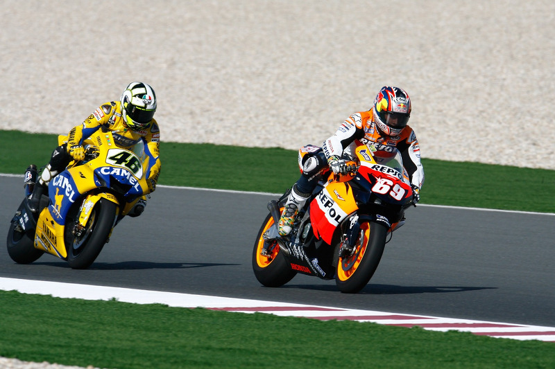 Nicky Hayden, Repsol Honda Team; Valentino Rossi, Yamaha