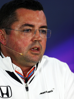 Eric Boullier, director de McLaren Racing en la conferencia de prensa de la FIA
