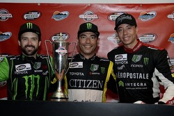 De Izquierda a derecha: Hugo Oliveras Monster Energy/Toyota/3M, Rubén Pardo Citizen/Potosinos/Toyota y Luis Felipe Montano Aeropostale/Integra/Toyota