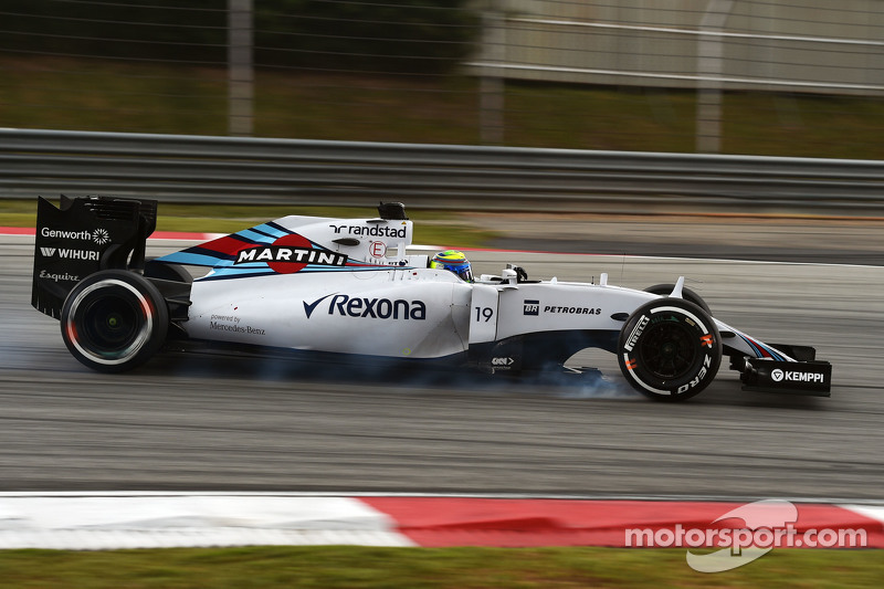 Felipe Massa, Williams FW37 locks up under braking