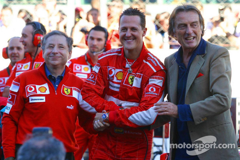 Jean Todt, Michael Schumacher y Luca di Montezemolo