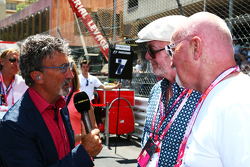 (L to R): Eddie Jordan, BBC Television Pundit with Chris Evans, Broadcaster and Sir Tom Hunter, Businessman on the grid