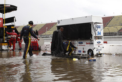 La pluie inonde la pitlane
