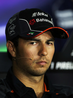 Sergio Perez, Sahara Force India F1, lors de la conférence de presse FIA