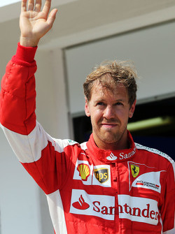Sebastian Vettel, Ferrari celebra sua terceira position no parc ferme