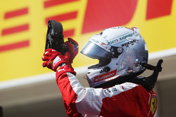 Race winner Sebastian Vettel, Ferrari celebrates in parc ferme