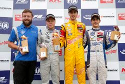 Podio: ganador de la carrera Antonio Giovinazzi, Jagonya Ayam con Carlin Dallara Volkswagen, el segu