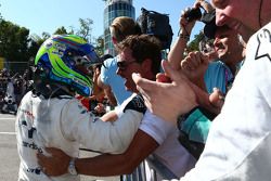 Felipe Massa, Williams celebrates his third position with the team in parc ferme