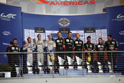 Podio LMP2: i vincitori Roman Rusinov, Julien Canal, Sam Bird, G-Drive Racing, al secondo posto Matt