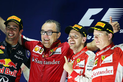 Подиум: победитель - Себастьян Феттель, Ferrari, второе место - Даниэль Риккардо, Red Bull Racing, т