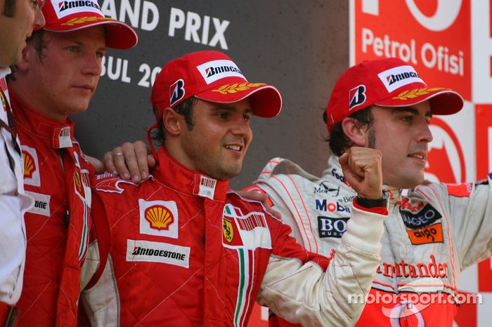 14. Kimi Raikkonen-Felipe Massa-Fernando Alonso: 6
