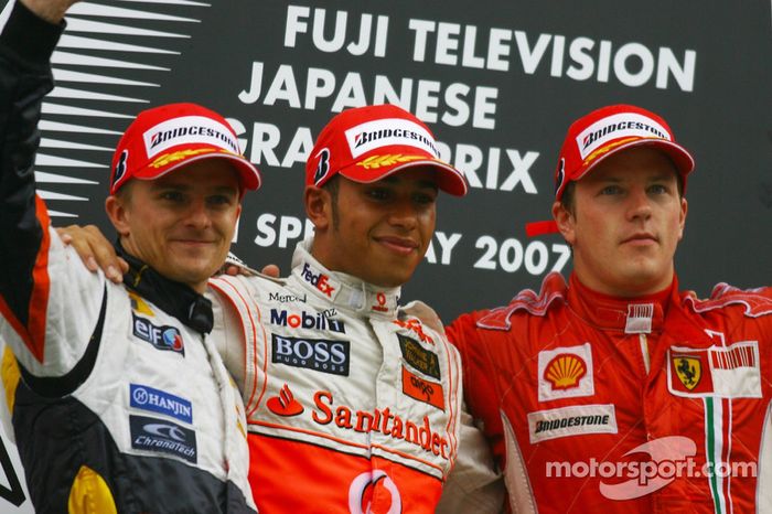 2007: 1. Lewis Hamilton, 2. Heikki Kovalainen, 3. Kimi Räikkönen