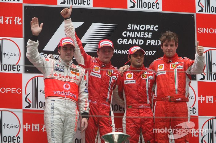2007: 1. Kimi Räikkönen, 2. Fernando Alonso, 3. Felipe Massa