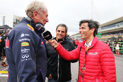 Dr Helmut Marko, Red Bull Motorsport Consultant en Juan Pablo Montoya, op de grid