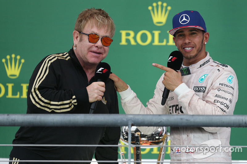 Lewis Hamilton, Mercedes AMG F1 W06 with Elton John