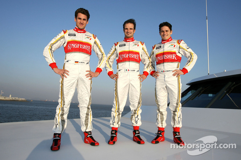 Adrian Sutil, Giancarlo Fisichella and Vitantonio Liuzzi