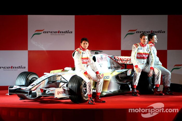 Adrian Sutil, Giancarlo Fisichella y Vitantonio Liuzzi