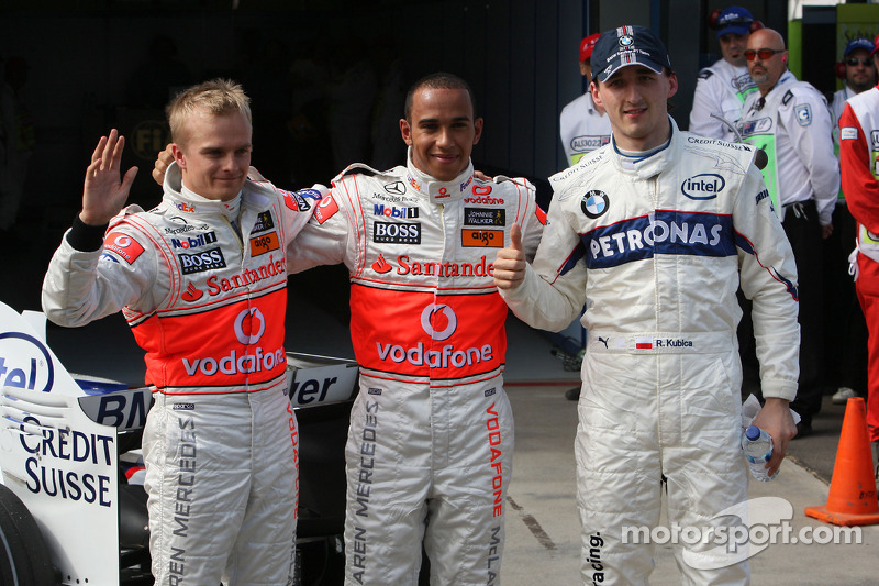 Heikki Kovalainen, McLaren Mercedes, Lewis Hamilton, McLaren Mercedes, Robert Kubica,  BMW Sauber F1