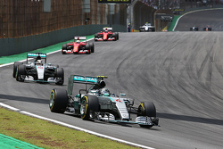 Nico Rosberg, Mercedes AMG F1 leads Lewis Hamilton, Mercedes AMG F1
