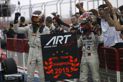 Race 1 winner Stoffel Vandoorne and second place Nobuharu Matsushita, ART Grand Prix with their Team Champions board