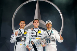 Winner Daniel Juncadella, second place Pascal Wehrlein, third place Lewis Hamilton, Mercedes AMG F1
