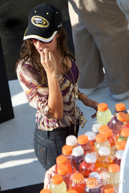 Victory lane: Kyle Busch's lovely girlfriend Samantha Sarcinella has an ice cube
