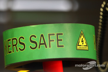 KERS SAFE sign on top of the Red Bull Racing, RB5
