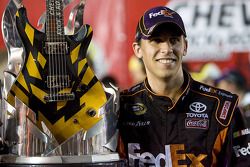 Victory lane: race winner Denny Hamlin, Joe Gibbs Racing Toyota celebrates