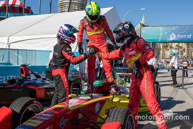 Ganador de la carrera Lucas di Grassi, ABT Schaeffler Audi Sport, segundo lugar Stéphane Sarrazin, Venturi, tercer lugar Daniel Abt, ABT Schaeffler Audi Sport