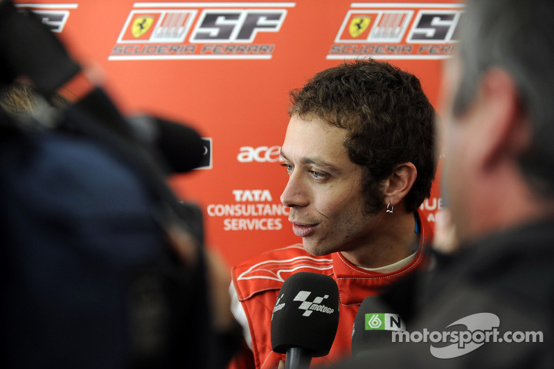 Valentino Rossi tests the Ferrari F2008