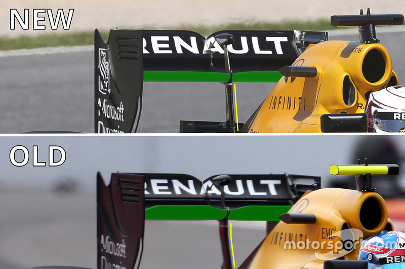 Comparaison des ailerons arrière de la Renault Sport F1 Team R.S.16